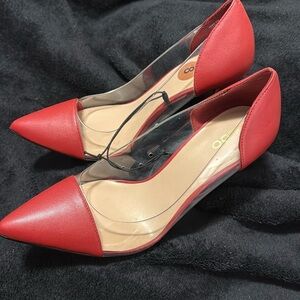 Aldo Red and Clear Sided Stiletto Style Heels Ladies Size 8 US women’s New*
